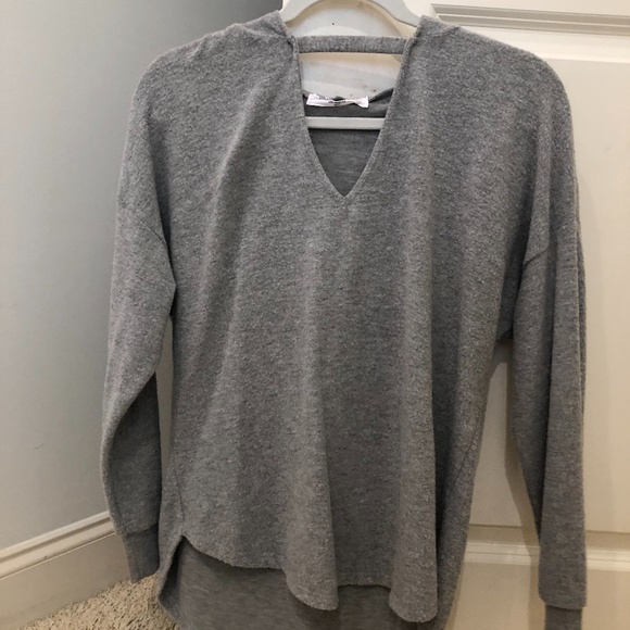 Project social T gray long sleeve top w/ hood - Picture 1 of 2